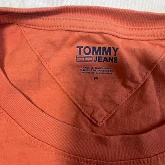Tommy Jeans Orange Logo Short Sleeve Crop Top Size Medium - Picture 2 of 5